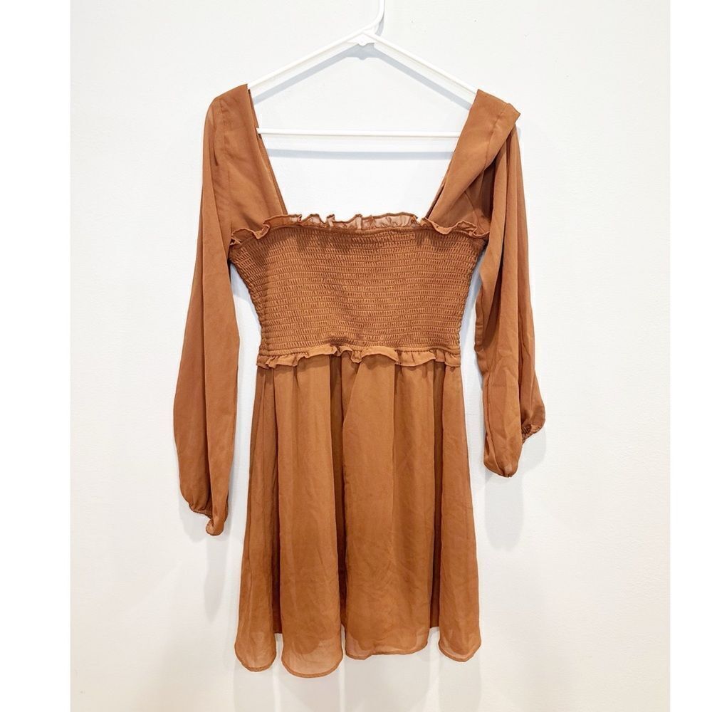 Altard state long sleeve mini dress brown